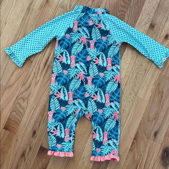 UV SKINZ BABY GIRL ONE PIECE LONG SLEEVE BATHING SUIT SUN AND SWIM 2T TIGER - Picture 5 of 5